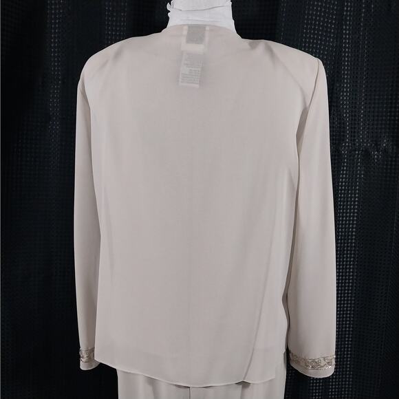 R & M RICHARDS! CHAMPAGNE BEIGE/TAN SILVER & GOLD BEADED 2 PC DRESS SET! SZ 10P - Picture 10 of 14